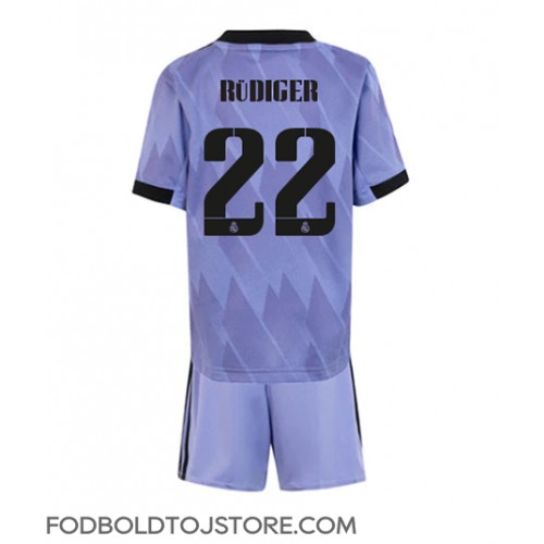 Real Madrid Antonio Rudiger #22 Udebanesæt Børn 2022-23 Kortærmet (+ Korte bukser)